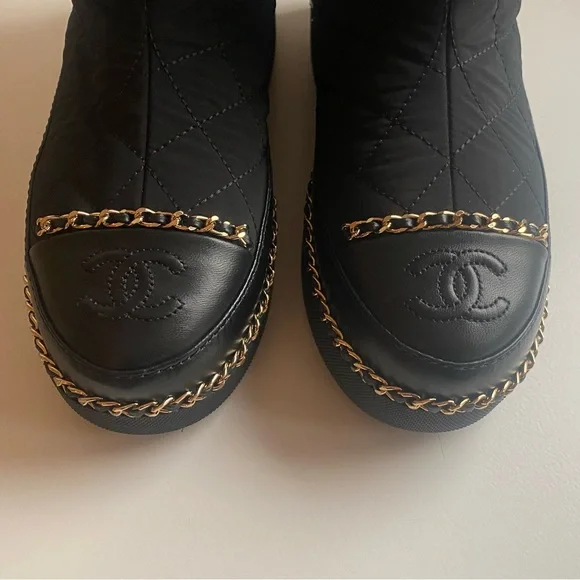 Authentic New CHANEL Logo Apres Ski Winter Boots - Size 36 - Picture 6 of 13